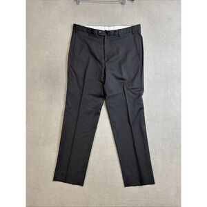 ZANELLA Todd 100% Wool Black Flat Front Dress Pants 36 x 30